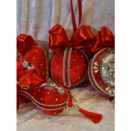 Sandra Sójka - dekory wiszące - Czerwony zestaw bombki biżuteryjne 2025 foto #4