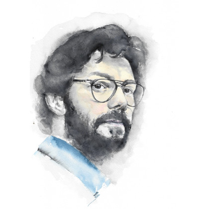 Portret, El Profesor- obraz akwarelowy, Magdalena Malik, obrazy akwarela