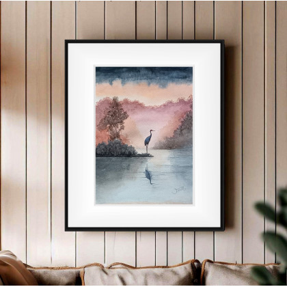 Joanna Tomczyk - obrazy akwarela - Czas żurawia o świcie, Akwarela 23x32 cm foto #1