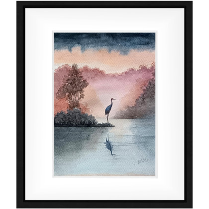 Joanna Tomczyk - obrazy akwarela - Czas żurawia o świcie, Akwarela 23x32 cm foto #2