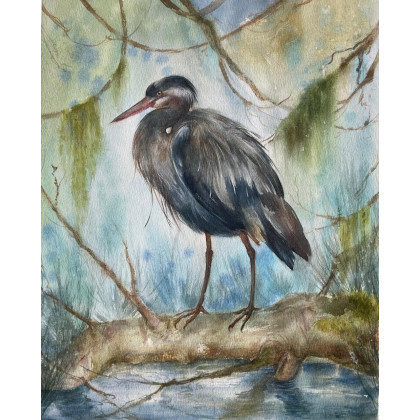 Maria Mandis - obrazy akwarela - Czapla foto #1