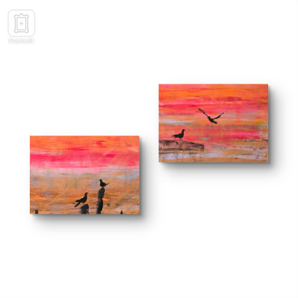 Ewa Mościszko - obrazy akryl - Kompozycja Nasze Randez-Vous,  obraz akrylowy na płótnie,  30x40x1cm foto #2