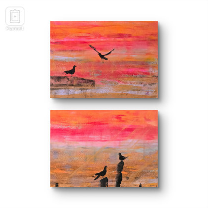 Ewa Mościszko - obrazy akryl - Kompozycja Nasze Randez-Vous,  obraz akrylowy na płótnie,  30x40x1cm foto #3