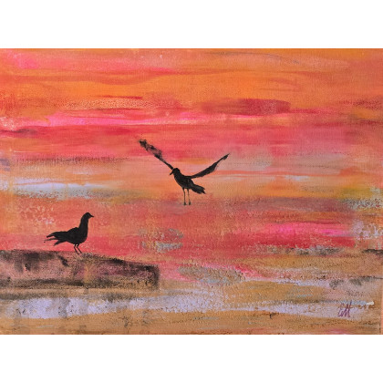 Ewa Mościszko - obrazy akryl - Kompozycja Nasze Randez-Vous,  obraz akrylowy na płótnie,  30x40x1cm foto #4