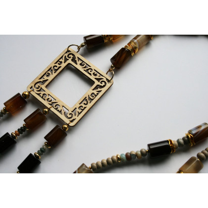 Katarzyna Gątkiewicz - korale,naszyjniki - Długi naszyjnik z agatu i jaspisu foto #1