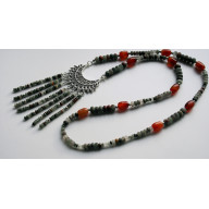 Długi naszyjnik z agatu i jaspisu