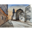 Akwarela Akwarelka Obraz pt: Uliczka