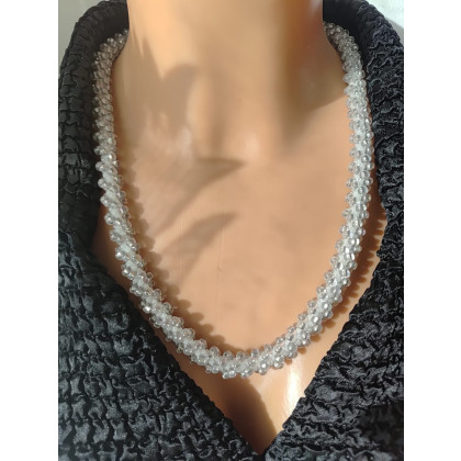 unikatart - korale,naszyjniki - Naszyjnik Biały Crystal Sznur foto #3