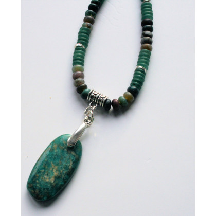 Katarzyna Gątkiewicz - korale,naszyjniki - Długi naszyjnik z agatu matowego z zawieszką foto #2