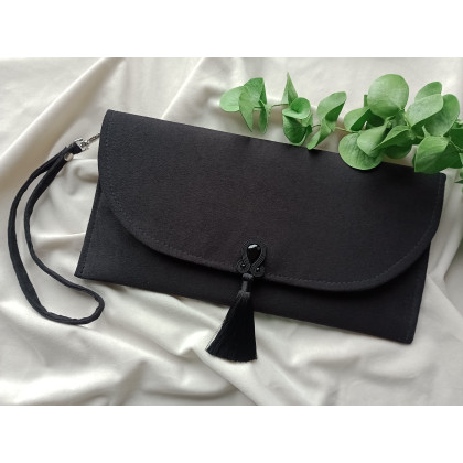 Soutacheria - kopertówki - Czarna kopertówka, czarna torebka, kopertówka do ręki na przyjęcie foto #2