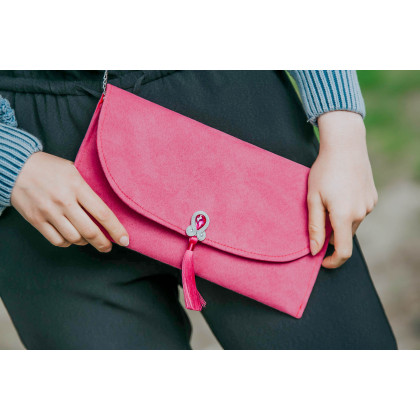 Soutacheria - kopertówki - Różowa kopertówka, różowa torebka z łańcuszkiem, kopertówka na ramię foto #2