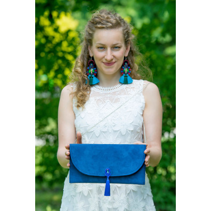 Soutacheria - kopertówki - Niebieska kopertówka, kobaltowa torebka z łańcuszkiem, chabrowa kopertówka na ramię foto #1