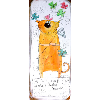 4mara - dekory wiszące - Deseczka z sentencją - Nie bój się mierzyć wysoko i chwytać marzenia foto #1