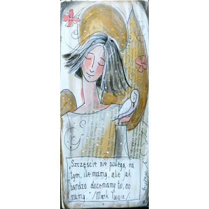 4mara - dekory wiszące - Deseczka z sentencją - Szczęście nie polega na tym, ile mamy... foto #1