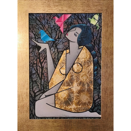 Szepty drzew i papierowych skrzydeł, Iwona Wierkowska-Rogowska, obrazy akryl