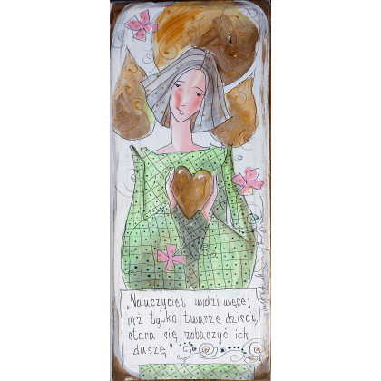 4mara - dekory wiszące - Deseczka z sentencją - Nauczyciel widzi więcej niż tylko twarze dzieci... foto #1