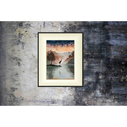 Joanna Tomczyk - obrazy akwarela - O zmierzchu nad stawem, Akwarela 24x32 cm foto #2