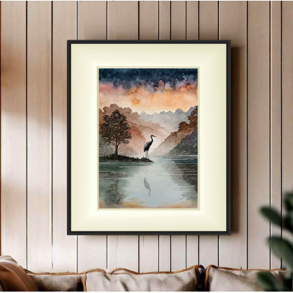 Joanna Tomczyk - obrazy akwarela - O zmierzchu nad stawem, Akwarela 24x32 cm foto #3