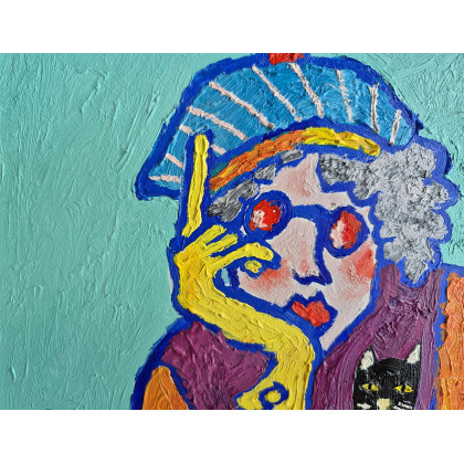 Marlena Kuć - obrazy olejne - popołudnie z kotem foto #3