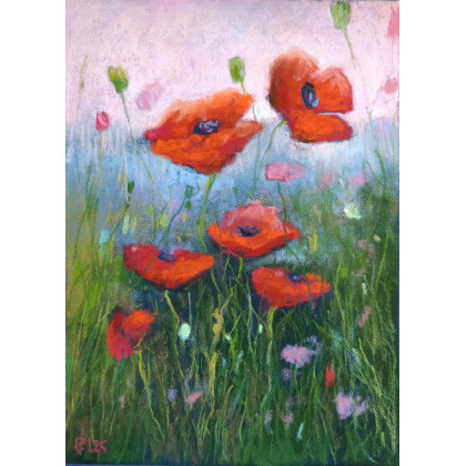 Paulina Lebida - pastele suche - Makowa łąka - rysunek pastelami foto #1