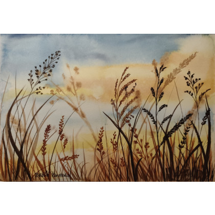 Beata Rudecka - obrazy akwarela - Akwarela Akwarelka Obraz pt: Żółty sen o niebie. foto #3