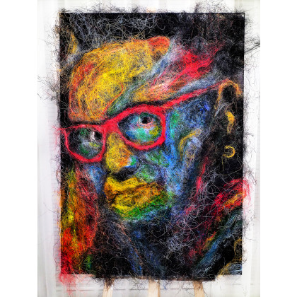 Abstrakcyjna Twarz z Włókien, Grzegorz Zalewski, tkanina