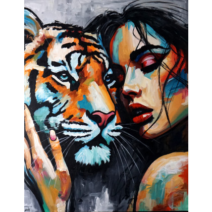 Two Hearts 80x100, Rafal Stach, olej + akryl