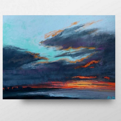 Wieczór - rysunek pastelami, Paulina Lebida, pastele suche