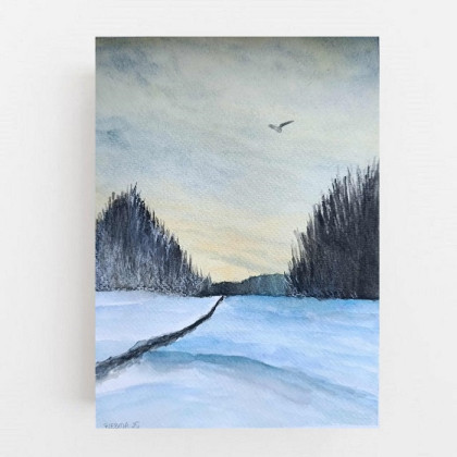 Pejzaż-  akwarela formatu 24/18 cm, Paulina Lebida, obrazy akwarela