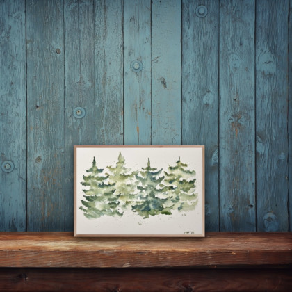 Marta Hajduk-Pawlica - obrazy akwarela - Choinki A4 - akwarela foto #1
