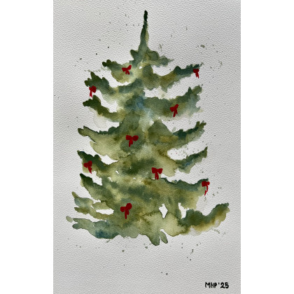Choinka A4 - akwarela, Marta Hajduk-Pawlica, obrazy akwarela