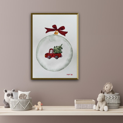 Marta Hajduk-Pawlica - obrazy akwarela - Bombka z autkiem A4 - akwarela foto #1