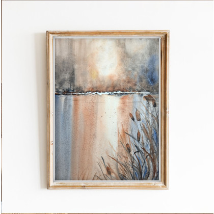 Akwarela 30x40cm. Szuwary, Małgorzata Domańska ART, obrazy akwarela