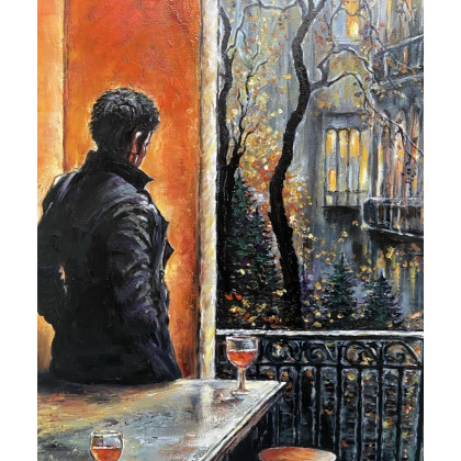 Myroslava Burlaka - obrazy olejne - Późna jesień w mieście. Zamyślony. foto #1