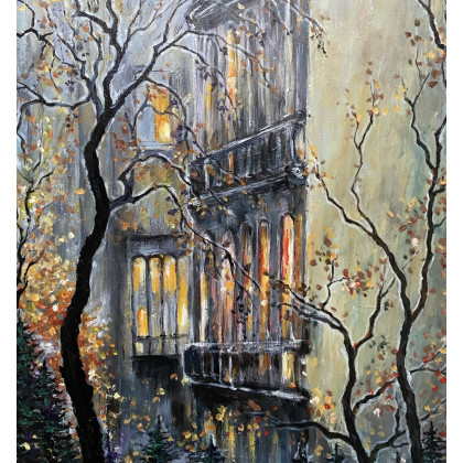 Myroslava Burlaka - obrazy olejne - Późna jesień w mieście. Zamyślony. foto #2
