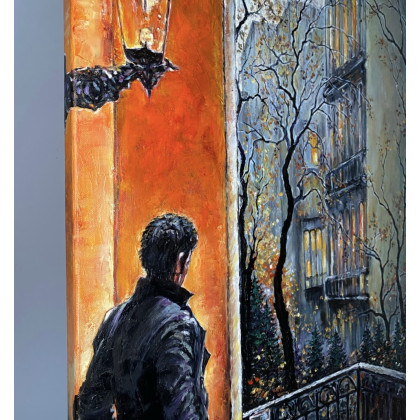 Myroslava Burlaka - obrazy olejne - Późna jesień w mieście. Zamyślony. foto #3