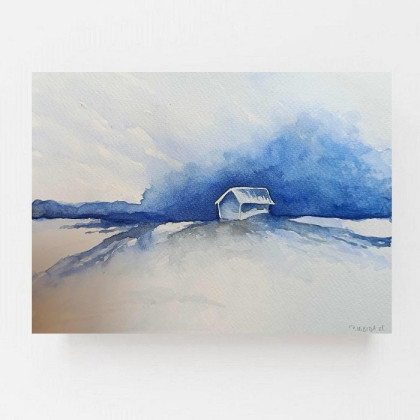 Pejzaż- akwarela formatu 18/24 cm, Paulina Lebida, obrazy akwarela