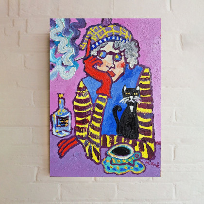 kocia melancholia, Marlena Kuć, obrazy olejne