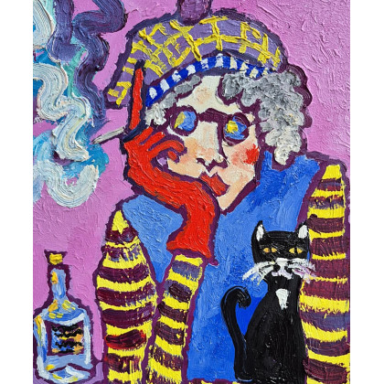 Marlena Kuć - obrazy olejne - kocia melancholia foto #2