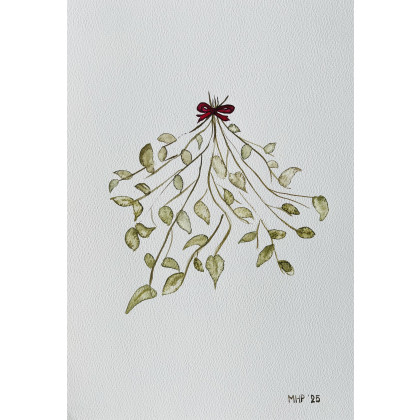 Jemioła A4 - akwarela, Marta Hajduk-Pawlica, obrazy akwarela