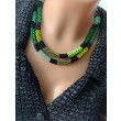 Naszyjnik Zielony Wąż Sznur Koralikowy