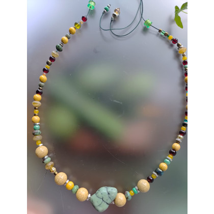 Naszyjnik Korale Boho Bryłka Howlitu, unikatart, korale,naszyjniki