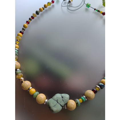 unikatart - korale,naszyjniki - Naszyjnik Korale Boho Bryłka Howlitu foto #1