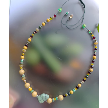 unikatart - korale,naszyjniki - Naszyjnik Korale Boho Bryłka Howlitu foto #2