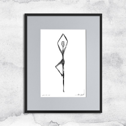 Oprawiona grafika JOGA - nr 146, Maja Gajewska, grafika tech. mieszana