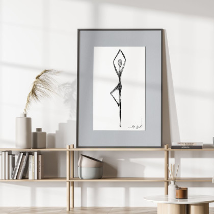 Maja Gajewska - grafika tech. mieszana - Oprawiona grafika JOGA - nr 146 foto #3