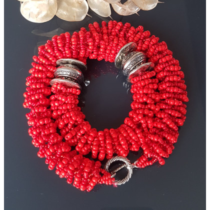 Naszyjnik Czerwona Slowianka, unikatart, korale,naszyjniki