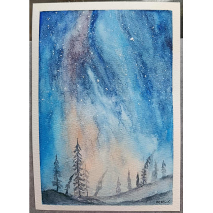 Paulina Lebida - obrazy akwarela - Niebo- akwarela formatu A5 foto #1