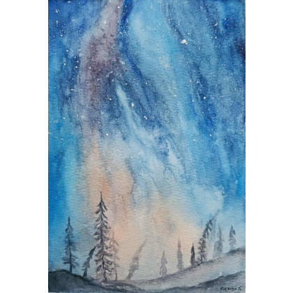 Paulina Lebida - obrazy akwarela - Niebo- akwarela formatu A5 foto #2