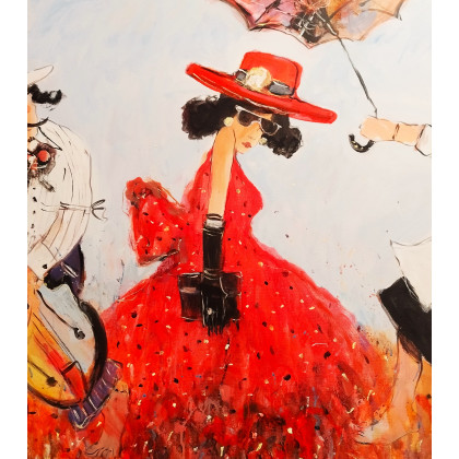 Dariusz Grajek - olej + akryl - Dama w czerwonym kapeluszu... foto #1